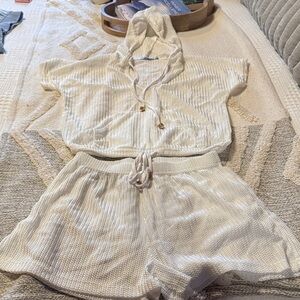 Blue Island White Hooded Swim Coverup Set